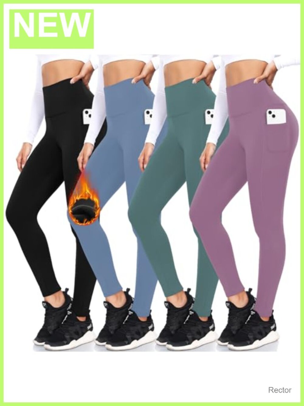 Fleece Lined Leggings High Waisted Thermal Winter Yoga Pants Pockets